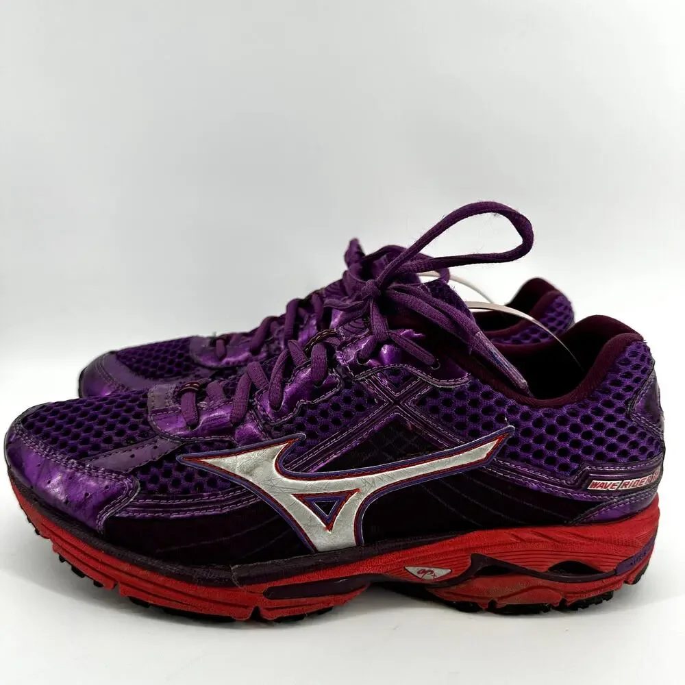Mizuno Wave Rider 15 Neutral Running Shoes Lace Up Athletic Purple Red 8.5